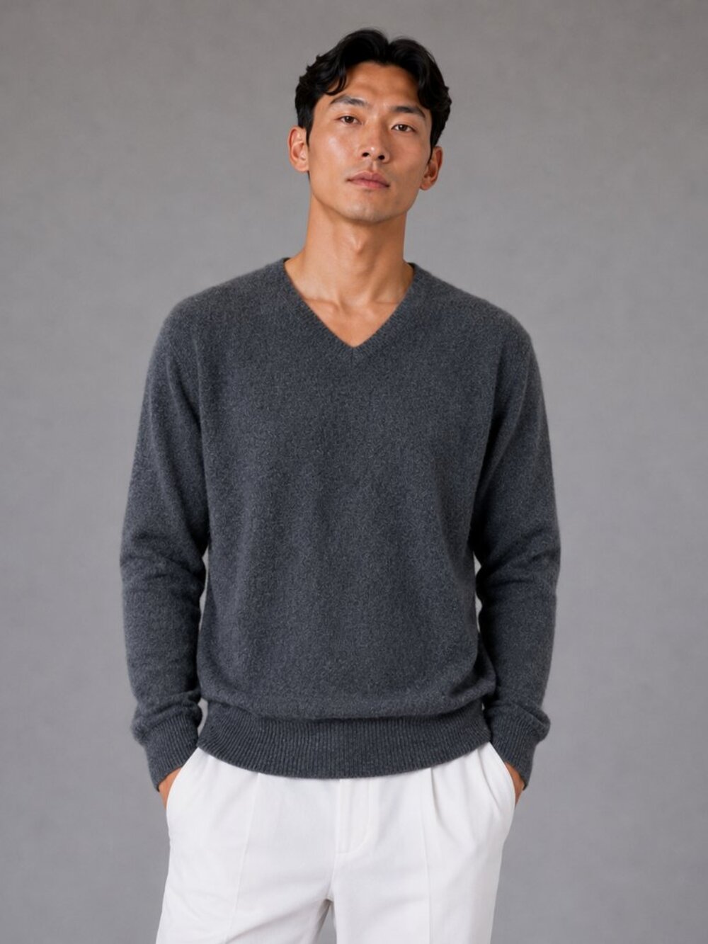 100% Cashmere Club Room Sweater Men XL Gray 2-Ply V-Neck Soft Luxury Knit